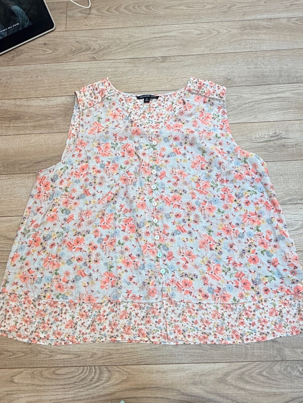 Zac and Rachel Woman Tank Flowered top side 2x